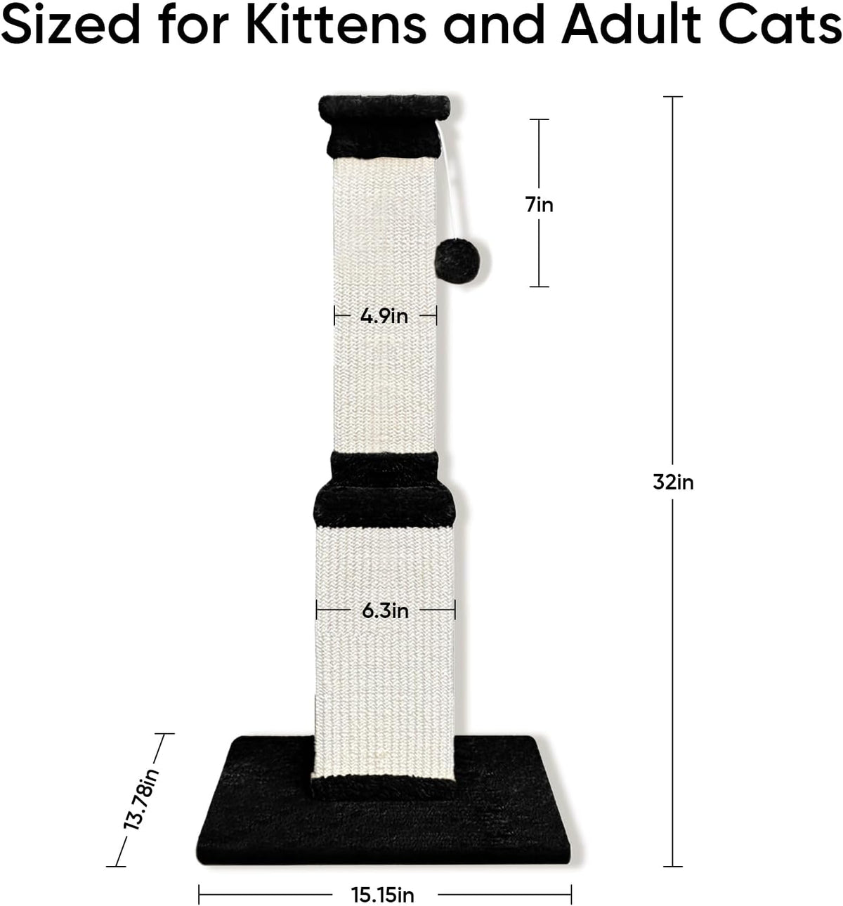 Cat Scratching Post for Indoor Cats - Black and White / Scratcher only - image 3