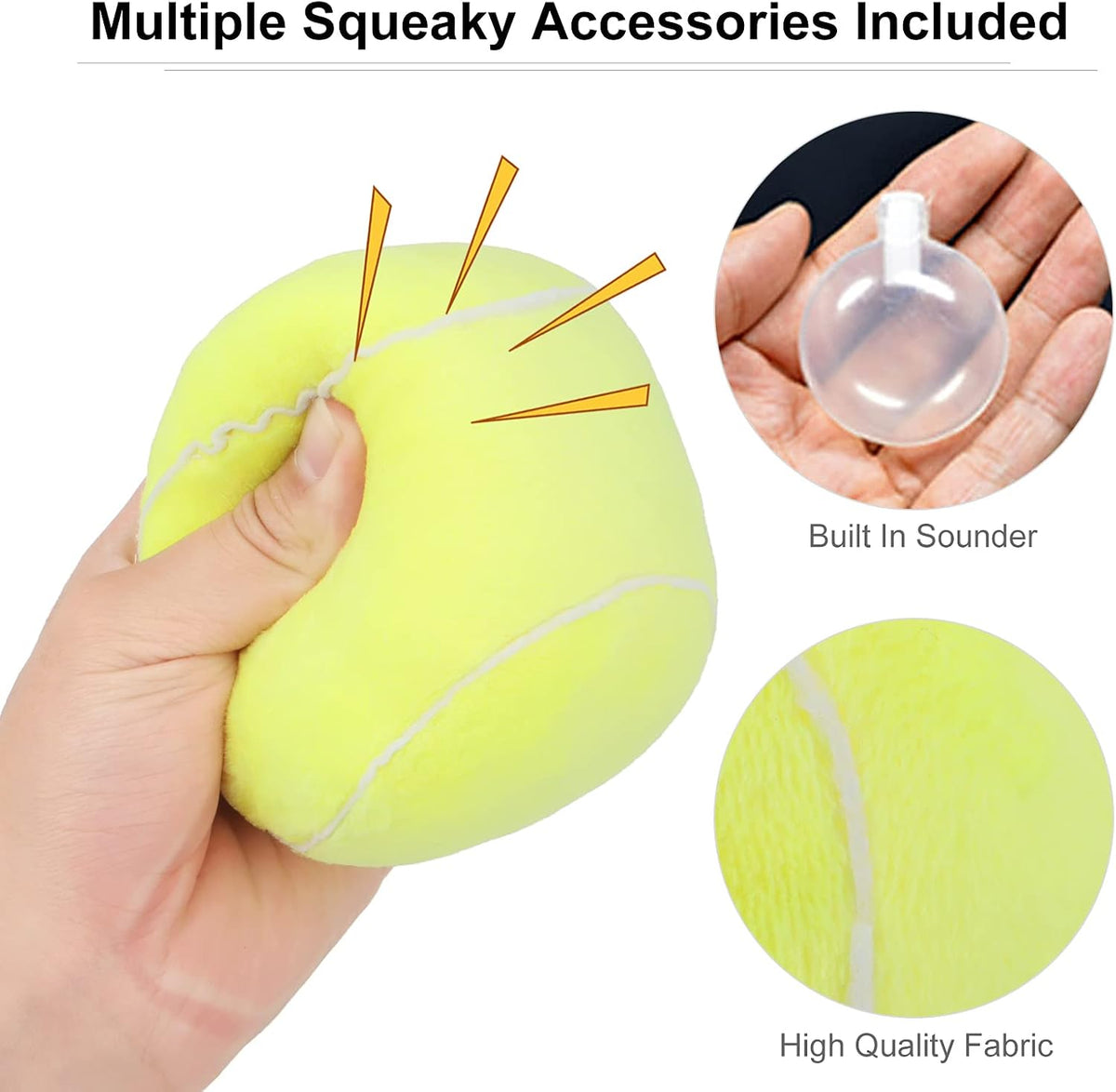 Dog Toys Balls, Chewable Plush Football for Dogs, Soft Pet Ball - Tennis - image 3