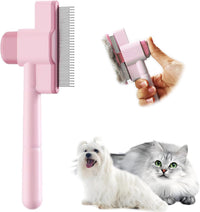 Cat Comb Pet Comb Self Cleaning Upgraded Cat Brush for Long Haired - Pink