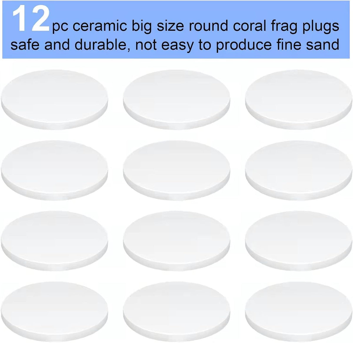 Ceramic White Coralline Coral frag Plugs Coral frag Base Round 20pc – Essentials for Fish - round，70mm，12pcs - image 4
