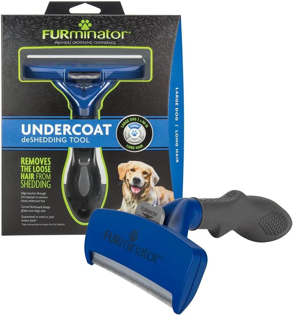FURminator Large Dog Undercoat deShedding Tool for Long Hair – Essentials for Dogs - long hair - new model / Large