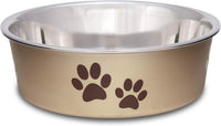 Loving Pets Bella Dog Bowls, Stainless Steel Dog & Cat Bowls - Champagne / Small (10-20lbs)