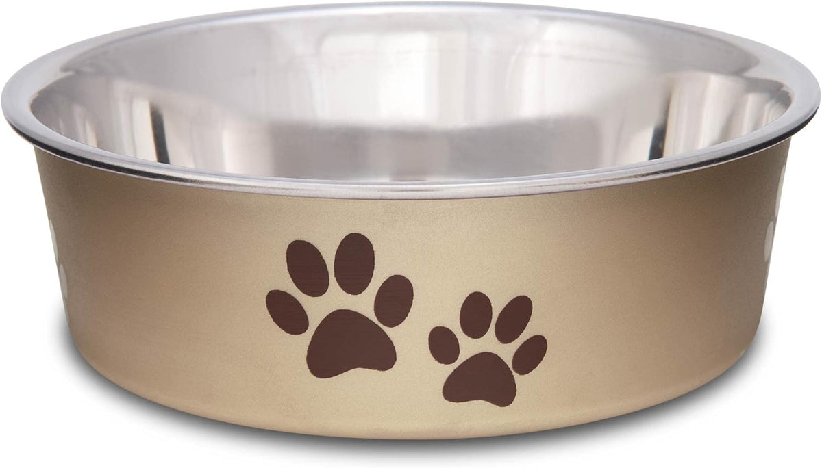 Loving Pets Bella Dog Bowls, Stainless Steel Dog & Cat Bowls - Champagne / Small (10-20lbs)