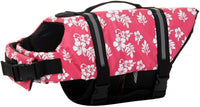 Dog Life Jacket Adjustable Dog Lifevest Swimsuit Safety Vest Apparel - A-Pink Flower / M:17-24 inch(Ribcage Girth)