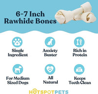 hotspot pets 20 Pack - 7 Inch USDA Certified Rawhide Dog Chews - from Grass Fed Brazilian Cows - Promotes Tooth Health and Good Behavior (20 Pack)