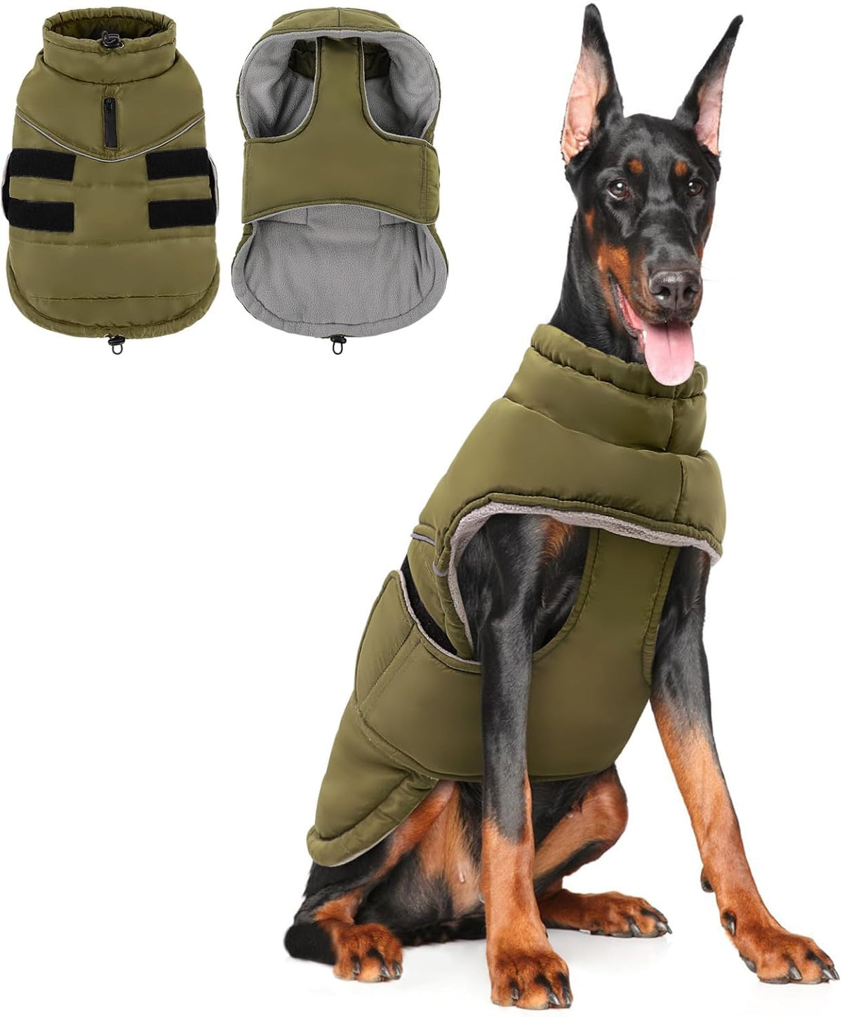 Dog Winter Jacket, Dog Windproof Reflective Jacket for Golden Retriever – Essentials for Dogs - ArmyGreen / XXX-Large