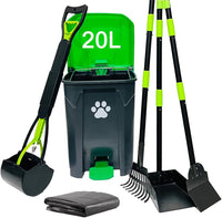 20L Dog Poop Trash Can Outside with Pooper Scooper & 50 Waste Bags – Essentials for Dogs
