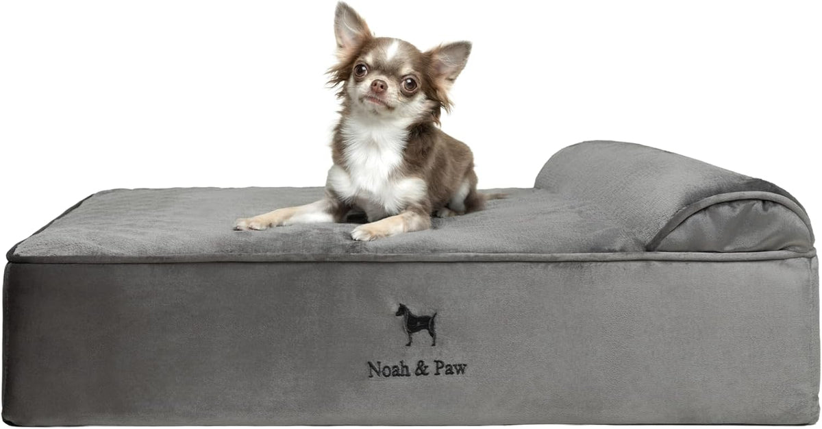 Large Dog Bed Orthopedic Memory Foam Cooling Gel 35x25x8.7 in – Essentials for Dogs - Grey - VE / Medium