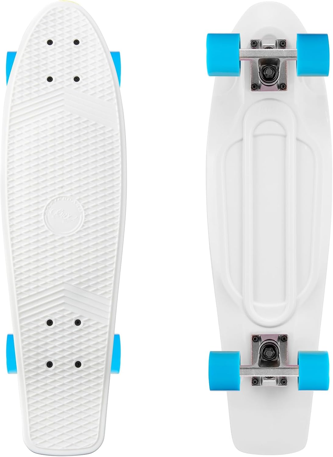 KMX Classic Retro Mini Cruiser Skateboard 22" & 27" for Boys Girls - White Retro / 27"