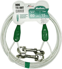 30ft Reflective Tie-Out Cable for Heavy Dogs Up to – Essentials for Dogs - 60lbs15ft / Darkgreen & Silver