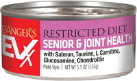 Evanger’s EVX Restricted Diet Senior and Joint Health Canned Cat Food – 24 Count, 5.5 oz Cans Each – Salmon with Taurine, L Carnitine, Glucosamine & Chondroitin – Grain Free Pâté Style