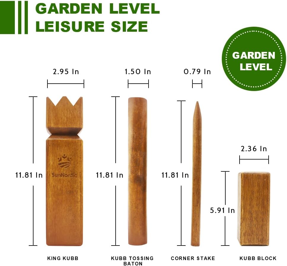 SunNordic rubber wood Kubb yard game set with king, blocks, batons and canvas carry bag - view 10