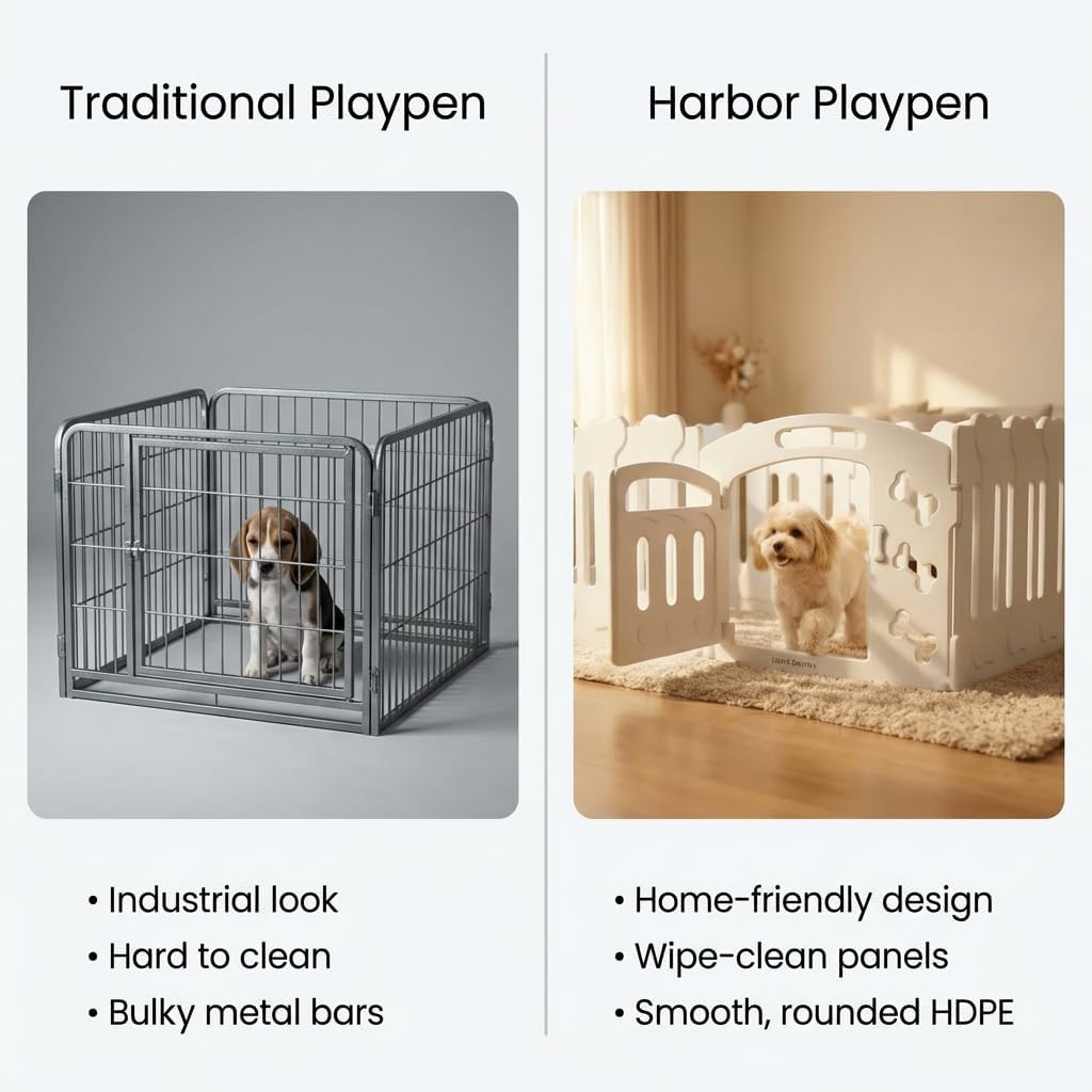 Dog Playpen with Divider & Washable Floor Pad - White / 8-Panel Extended Space / 24"H - image 3