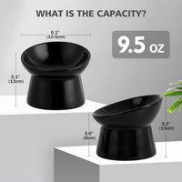 Elevated Cat Bowls, 15° Tilted Ceramic Cat Food Bowl - Black / Large - image 2