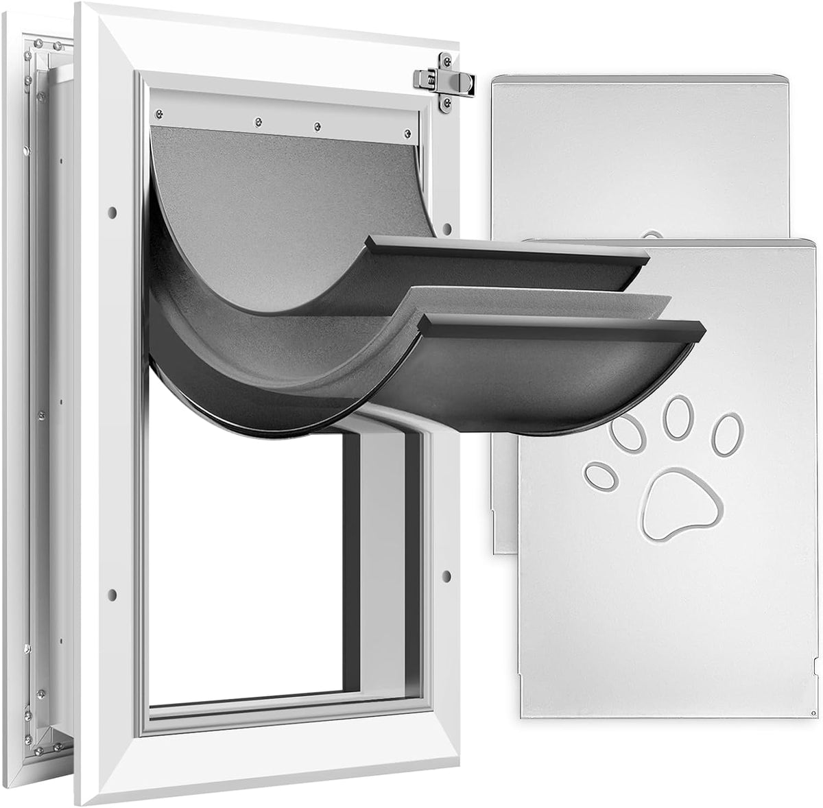 [Petoasis] 3-Flaps Heavy-Duty Dog Door - Silvery White / Large / For Door