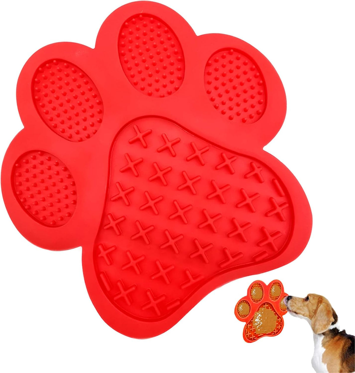 Dog Lick Pad, Dog Feeding Mats Slow Eating Pet Mat with Super Suction for Dogs Licking Peanut - Red