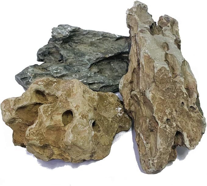 Natural Stone Aquarium Decoration 4.4 lb Dragon Stone Rock Mixed Sizes for Micro Landscape Fish Tank Decor