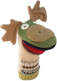 Cate and Levi reclaimed wool hand puppet, handmade dog in mixed colors, 12 inches - view 2