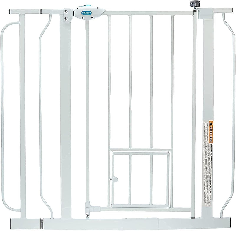 Carlson 29–36.5" Extra Wide Walk-Thru Dog Gate with Small Pet Door, White – Essentials for Cats - White / Extra Wide