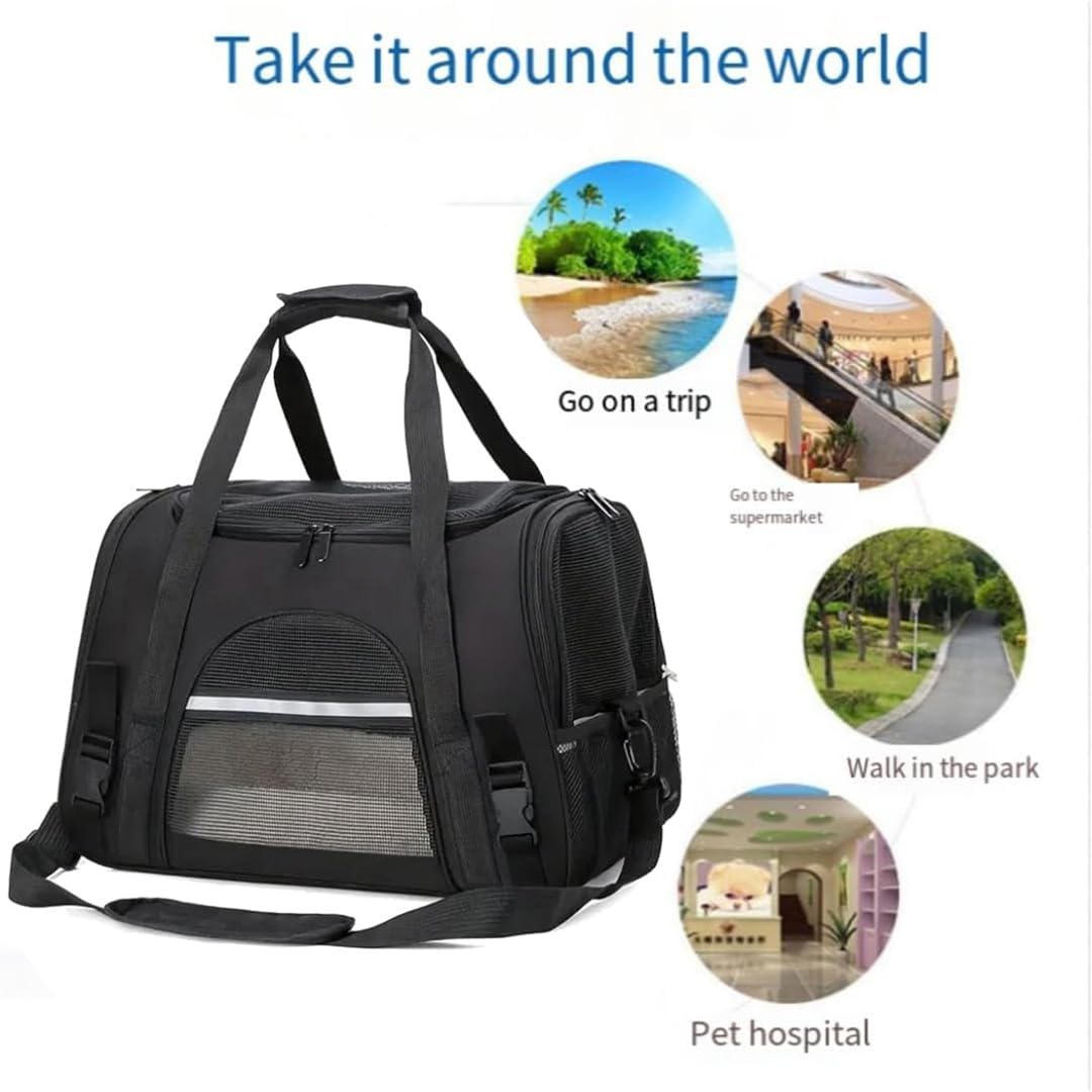 Cat Carrier Bag, Airline Approved Soft Carrier for Cats & Small Dogs – Essentials for Cats - Black