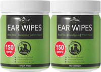 NOVEHA - Dog Ear Cleaner Wipes, Daily Ear Cleaner for Dogs & Cats - Stop Ear Itching with Aloe, Eucalyptus & Witch Hazel Ear Wipes for Dogs - for Odor Control, Dirt and Wax Removal, Unscented (300 Ct)