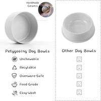 Petygooing 28 OZ Grey Elevated/Raised Ceramic Dog Bowl for Small and Medium Breeds, Dog Food Water Dish with Stand,Pet Feeding Bowl with Anti Slip Rubber for Cats Small and Medium Dogs (3.6 Cups)