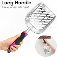 Cat Litter Scoop-Metal Cat Scooper-Long Handle Scoop,Cat Scooper-Poop Sifting-Mesh Shovel-Suitable for Cat Litter Box, (Rose Red)
