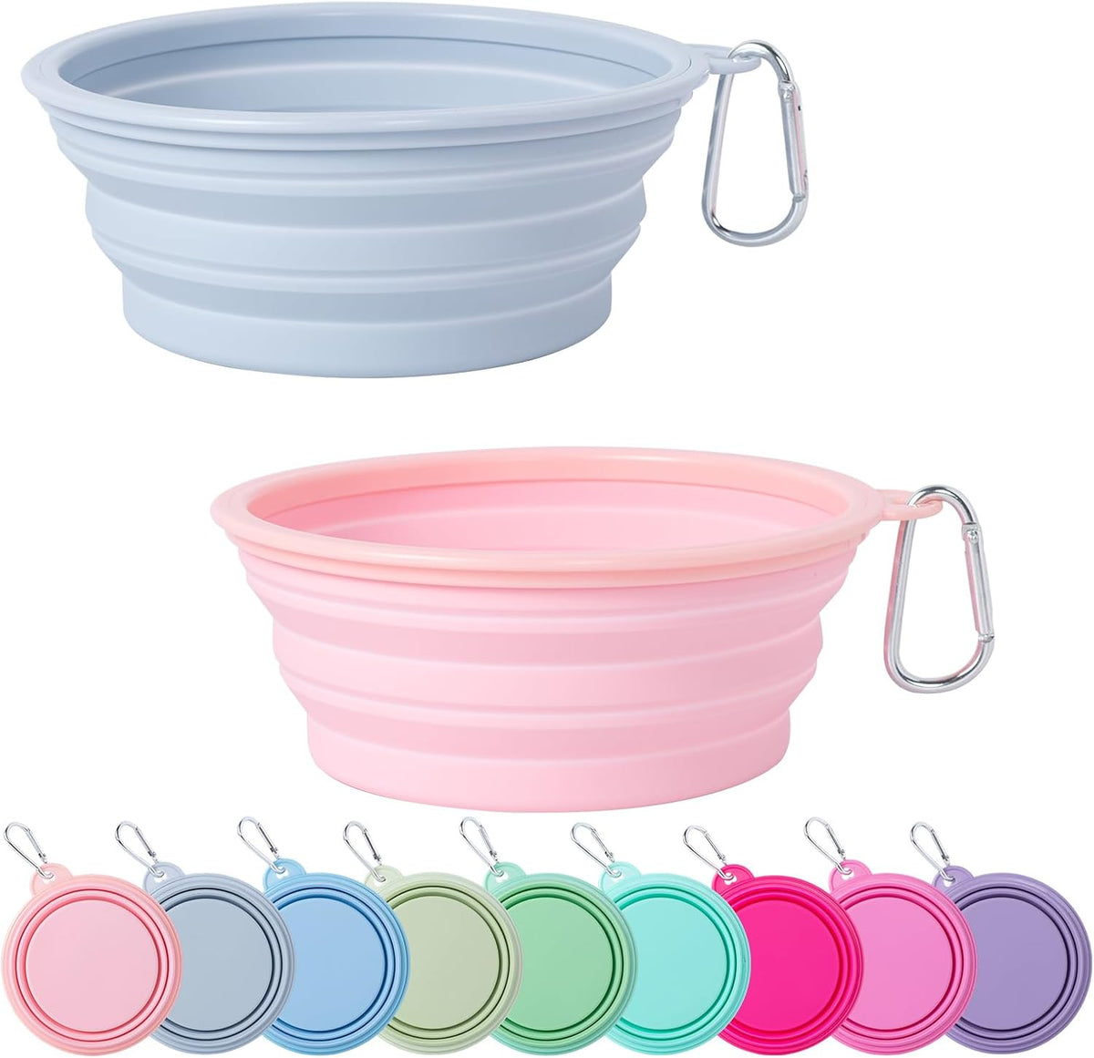 SLSON Collapsible Dog Bowl Silicone - Macaron Coral and Light Grey / Large