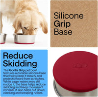 GORILLA GRIP Dog Bowl Set, Food Grade 304 Stainless Steel, 8 Cup - Red / 2 Cup (Set of 2) - image 3