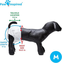 Paw Inspired Disposable Dog Diapers | Female Dog Diapers Ultra Protection | Diapers for Dogs in Heat, Excitable Urination, or Incontinence (144 Count, Medium)