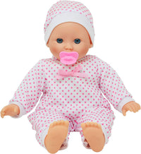 New York Doll Collection 11 inch soft body baby doll in polka dot onesie with pacifier and blanket - view 11