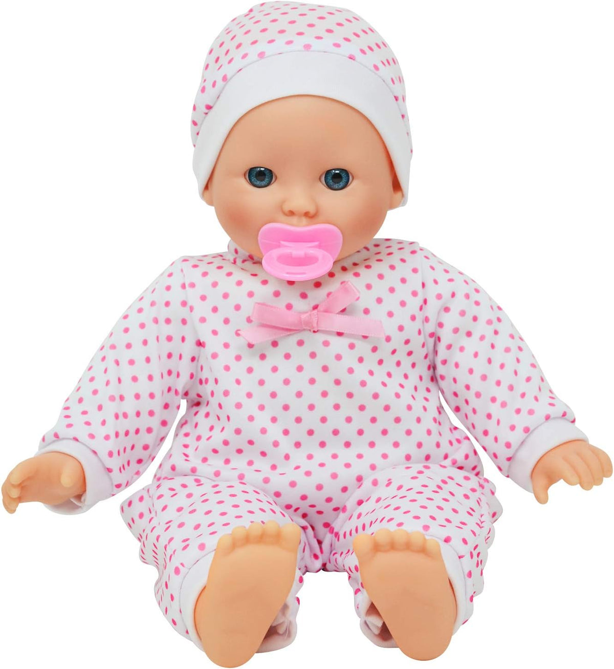 New York Doll Collection 11 inch soft body baby doll in polka dot onesie with pacifier and blanket - view 11