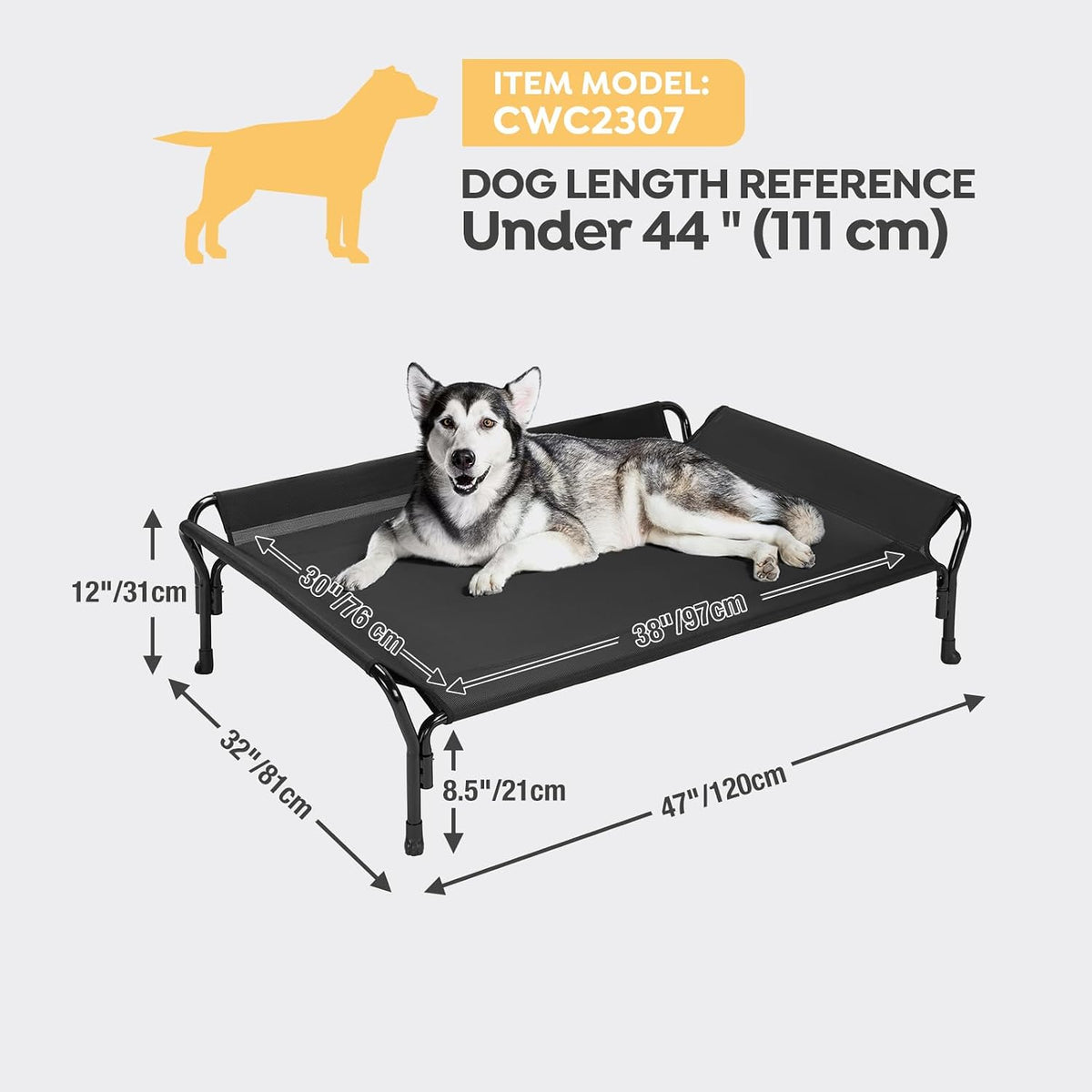 Veehoo Cooling Elevated Dog Bed - Black / 47.0"L x 32.0"W x 12.0"Th - image 2