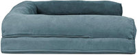 Furhaven Cooling Gel Dog Bed for Large/Medium Dogs w/ Removable Bolsters & Washable Cover, For Dogs Up to 55 lbs - Plush & Suede Sofa - Deep Pool, Large