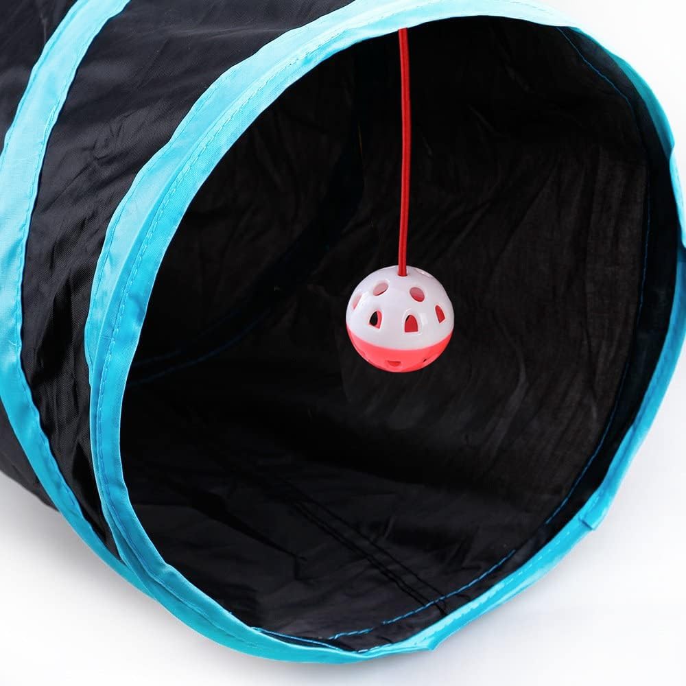 Upgraded Cat Tunnel Toy with 5 peek-a-Boo Windows - 3-way Black - image 4
