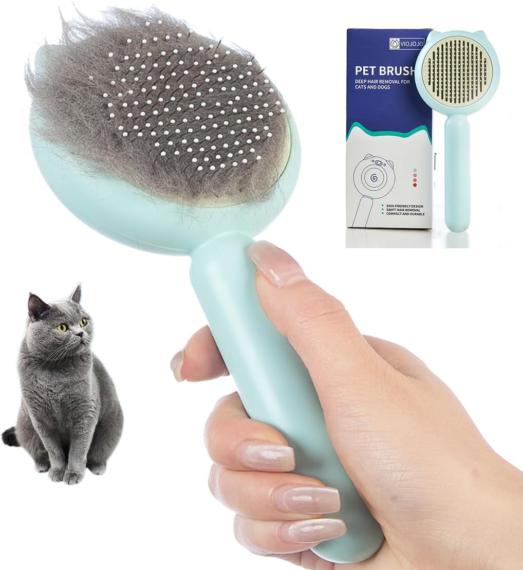 Cat Brush for Indoor Cats for Shedding, Dog Brush - Light Blue