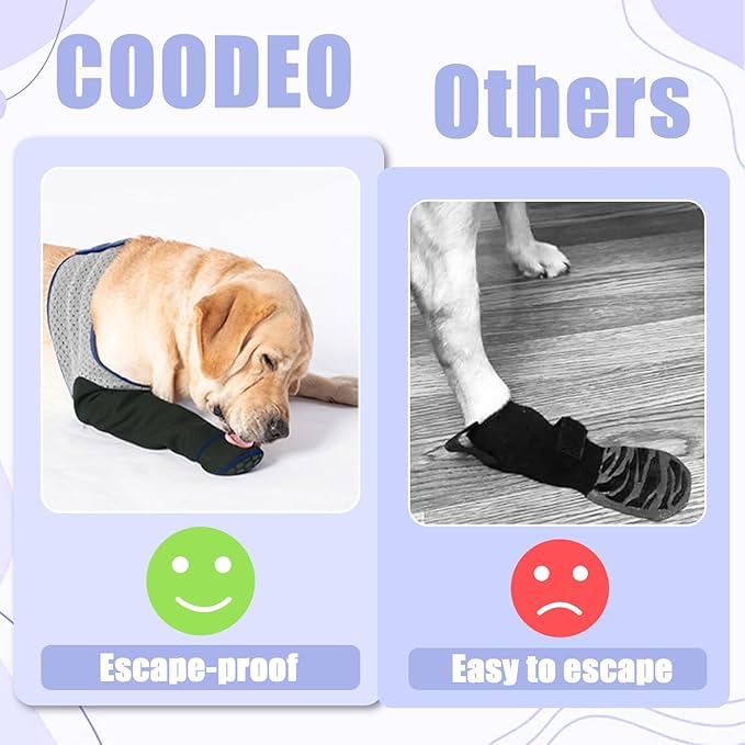 COODEO Dog Socks to Prevent Licking Paws, Healing Boots & Paw Protectors with Non-Slip Bottoms for Wound Protection, Waterproof Sleeve Shoes for Licking（Grey，XL_Right