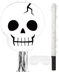Aoriher Halloween skull piñata with bat stick, blindfold and square confetti - view 7