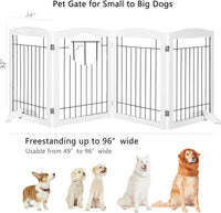 PAWLAND Dog Gate Indoor with Door, Freestanding, Foldable - White / 【4 Panels】96"W x 32"H - image 4