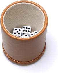 Felt Lined PU Leather Dice Cup Set with 6 Dot Dices – Fun for Kids & Family - Camel - image 4