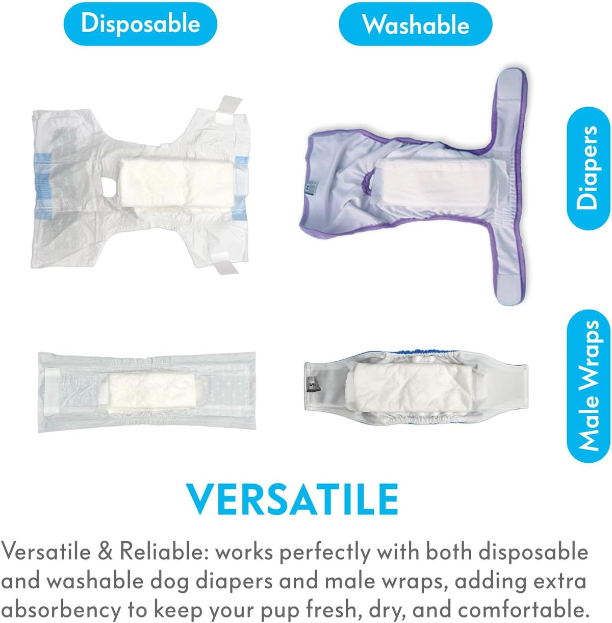 Paw Inspired Disposable Flow-Through Booster Pads for Dog Diapers - 180 Count - image 3