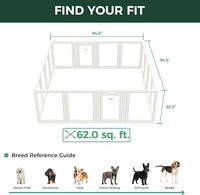 FXW AuraSpace Acrylic Indoor Unleashed Dog Playpen for Small and Medium Dogs, 30 Inch, 16 Panels, White