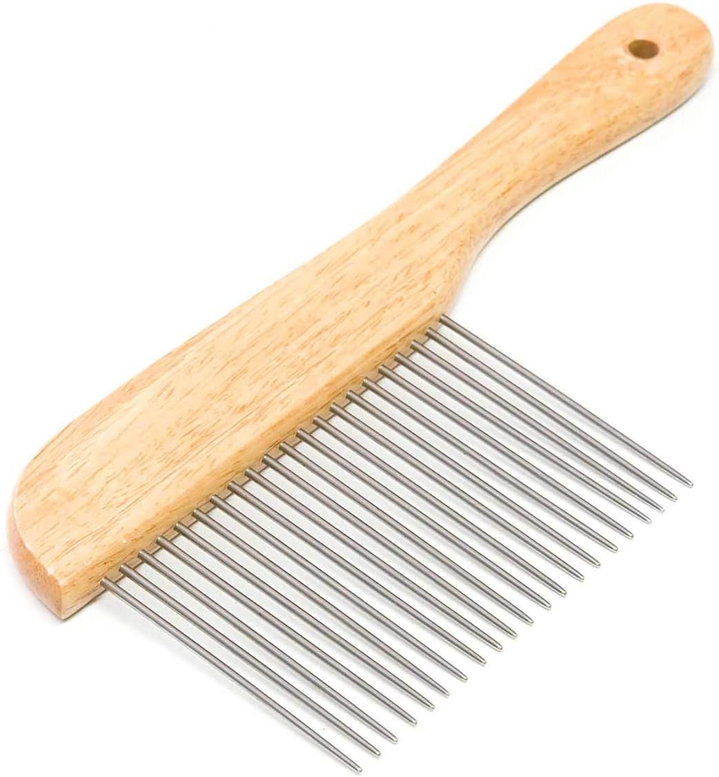 Paw Brothers poodle comb with wooden handle and extra long stainless steel teeth