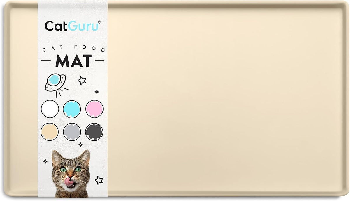 CatGuru Premium Cat Food Mat - 24"L x 14"W / Sand