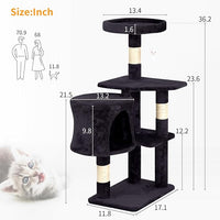 BestPet Cat Tree 36 inch Tall Scratching Toy Activity Centre Cat Tower Cat Condo Multi-Level Furniture Scratching Posts for Indoor Cats,Dark Gray