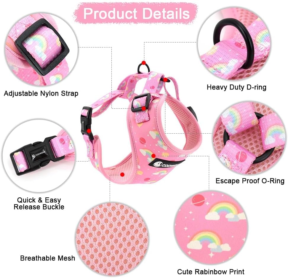 Dog Cat Harness and Leash Set - Rainbow / M (Neck 13.4"-16.5"; Chest 17.7"-23") - image 2