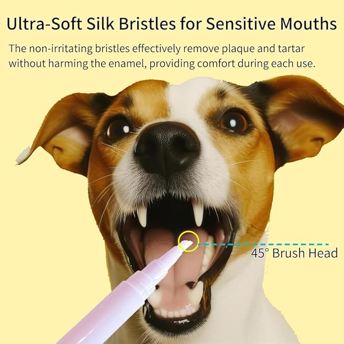 Pet Toothbrush Pen & Oral Repair Gel for Dogs & Cats – Teeth Cleaning Pen, Natural Plant Substance Tartar Remover for Repairing Pets' Teeth (4pcs)