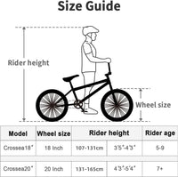 cubsala Crossea 18 20 Inch Kids Freestyle BMX Bike for 5-13 Years Old – Fun for Kids & Family - White & Black / 20 Inch / Without Pegs - image 4