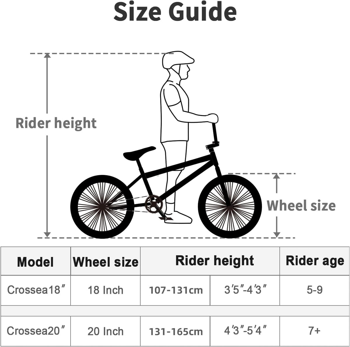 cubsala Crossea 18 20 Inch Kids Freestyle BMX Bike for 5-13 Years Old – Fun for Kids & Family - White & Black / 20 Inch / Without Pegs - image 4