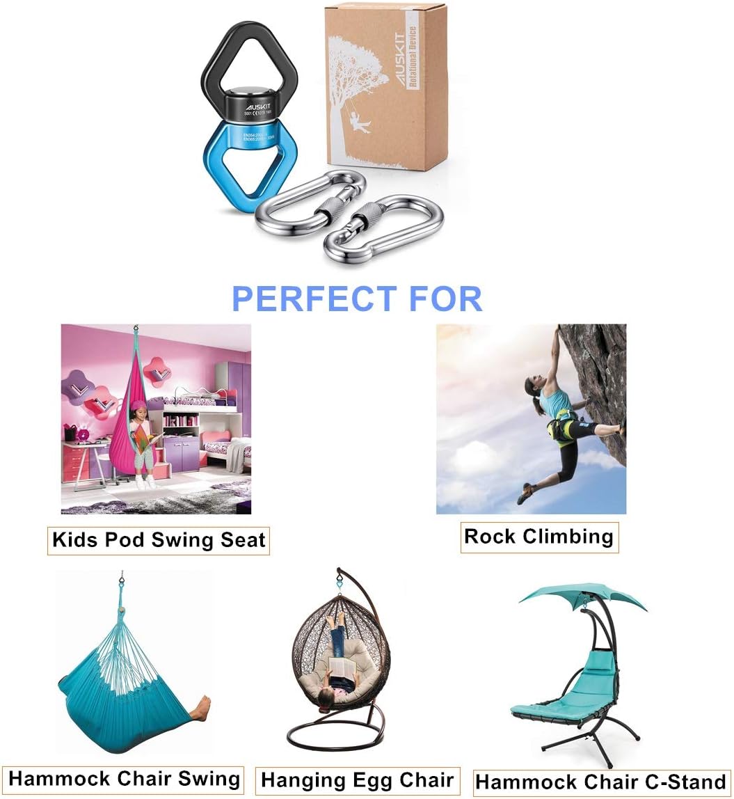 Black Swing Swivel, 30 KN Safest Rotational Device Hanging Accessory – Fun for Kids & Family - 30 KN / Blue - image 2